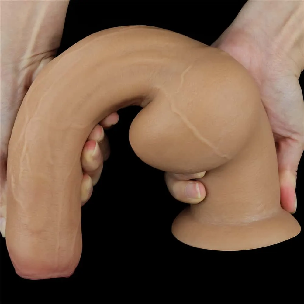 11'' Dual Density Dildo Handle Foreskin Cock