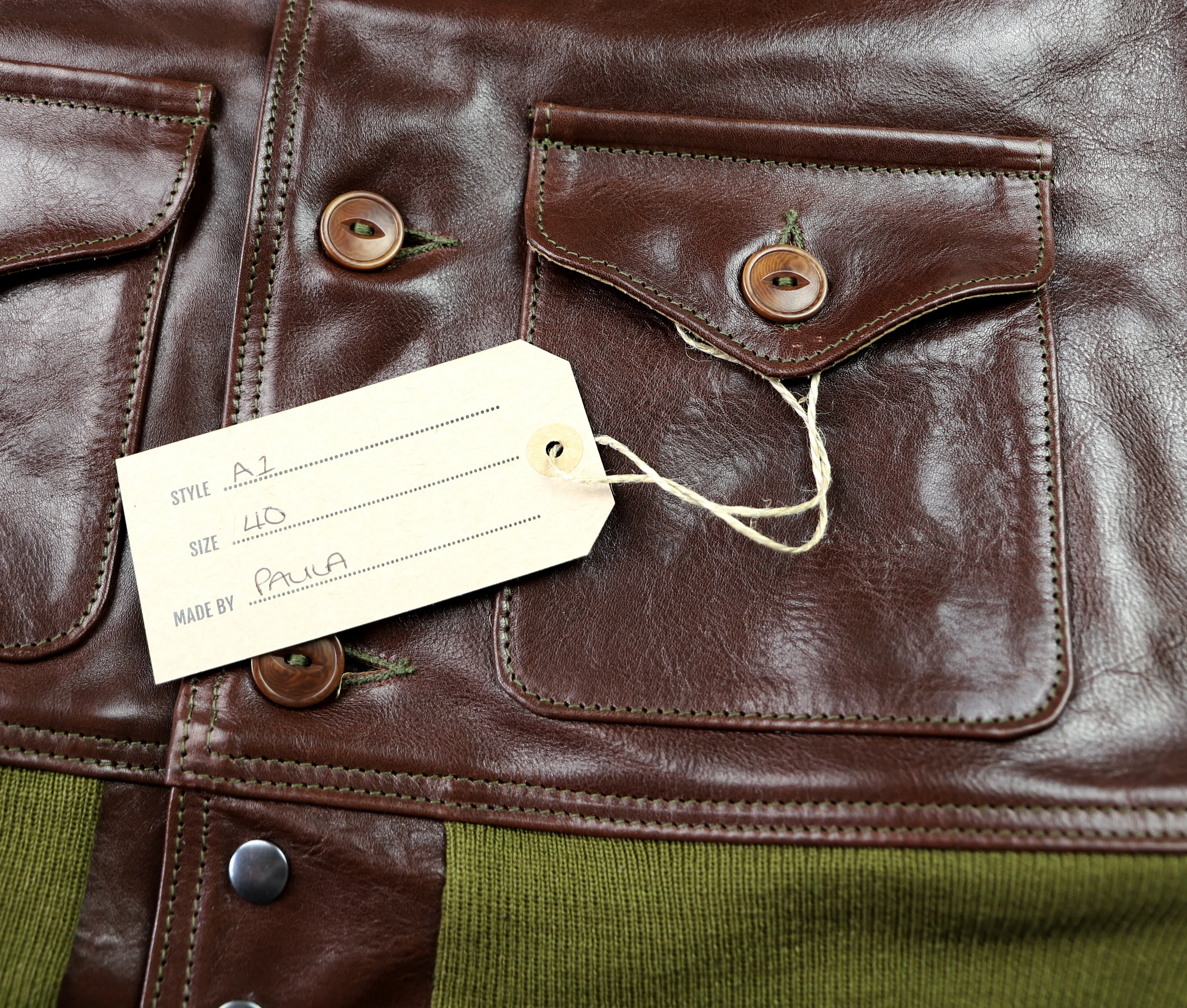Aero A-1 Military Flight Jacket, size 40, Tobacco Badalassi
