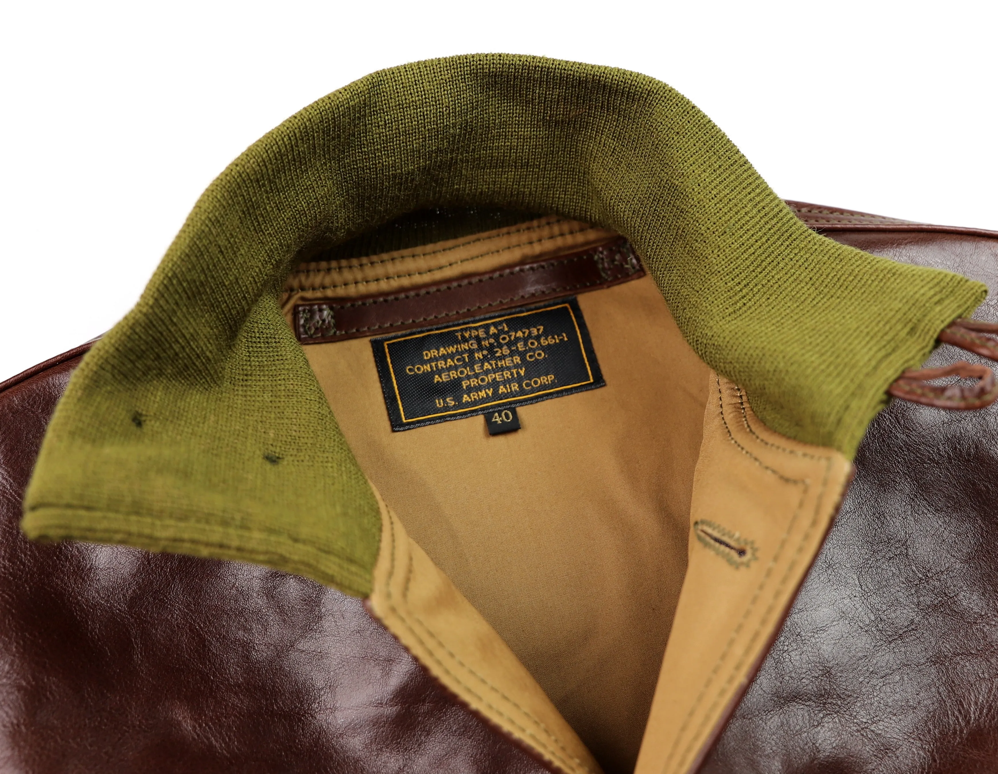Aero A-1 Military Flight Jacket, size 40, Tobacco Badalassi