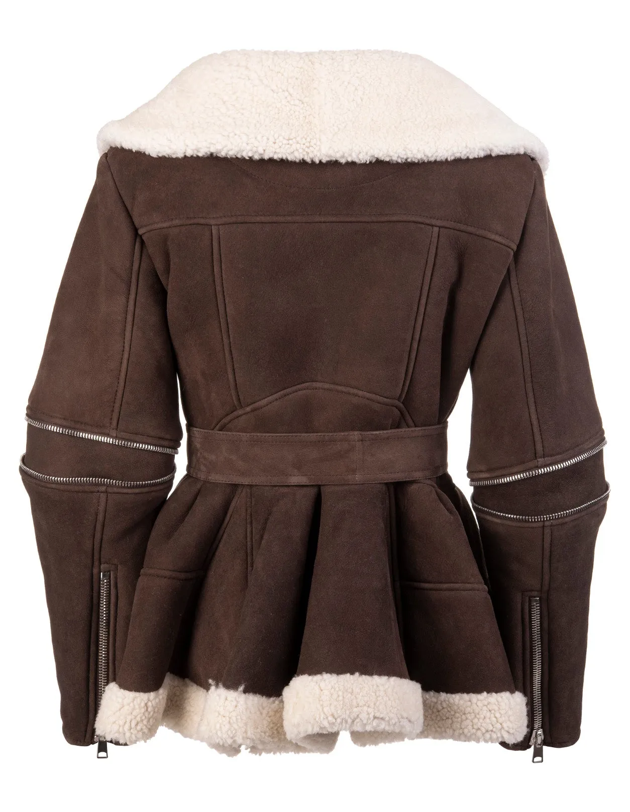 Alexander McQueen Shearling Detail Belted Jacket