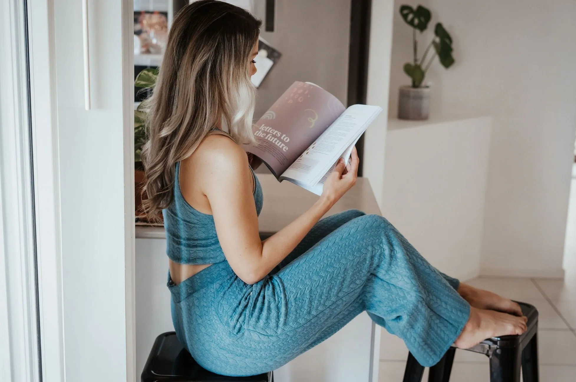 Atlanta Teal Knit Crop Top