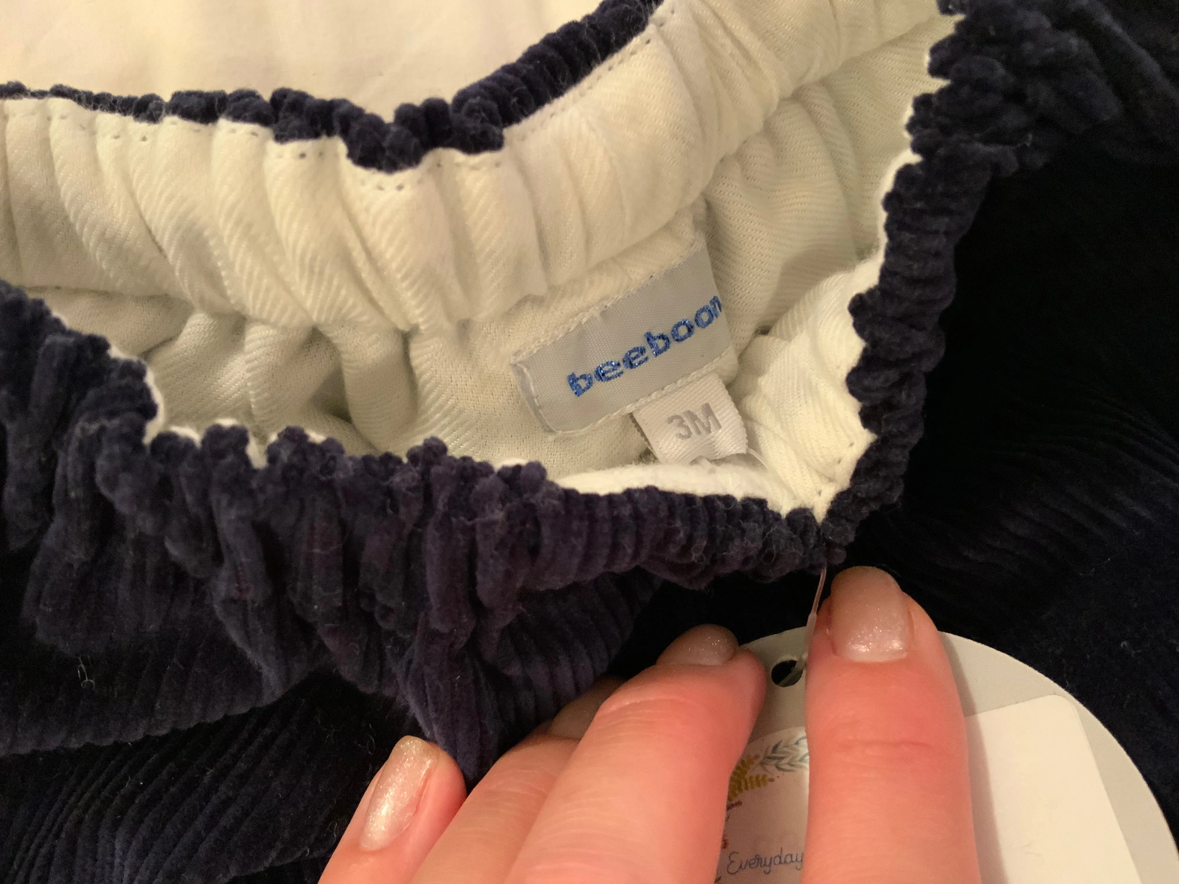 Beeboon Navy Blue Corduroy Pants Trousers Size 3 months children