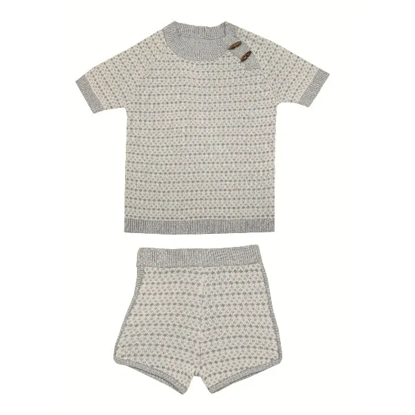 Belati Iris Flower Jacquard Pattern Knit Shorts