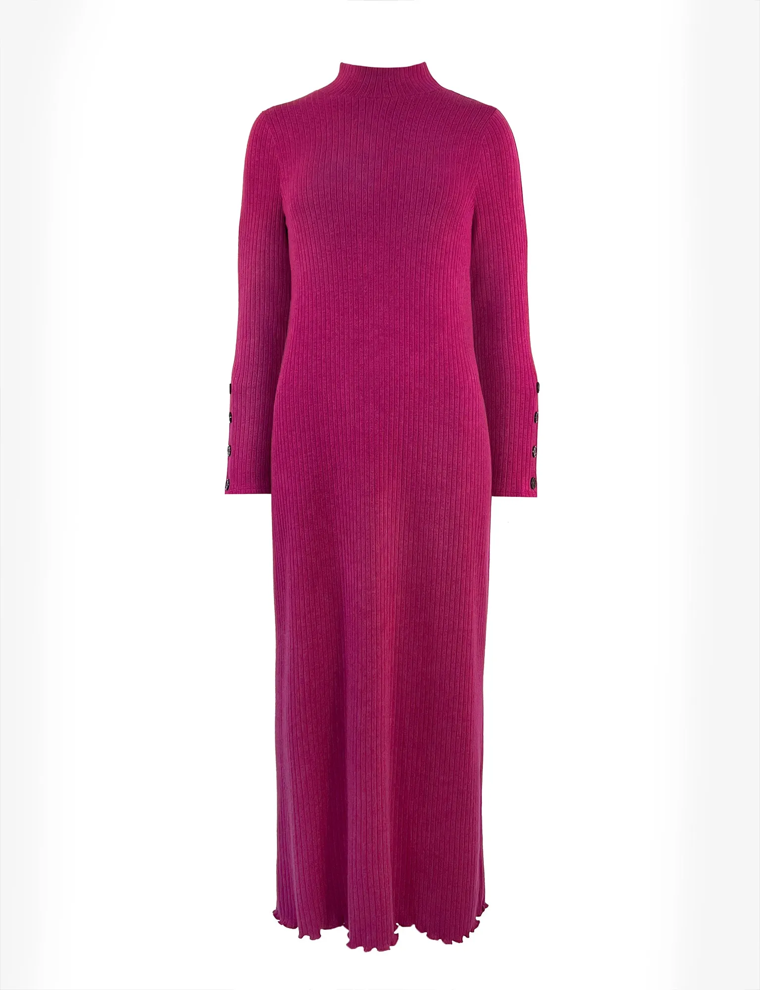 Berry Rib Knit High Neck Dress
