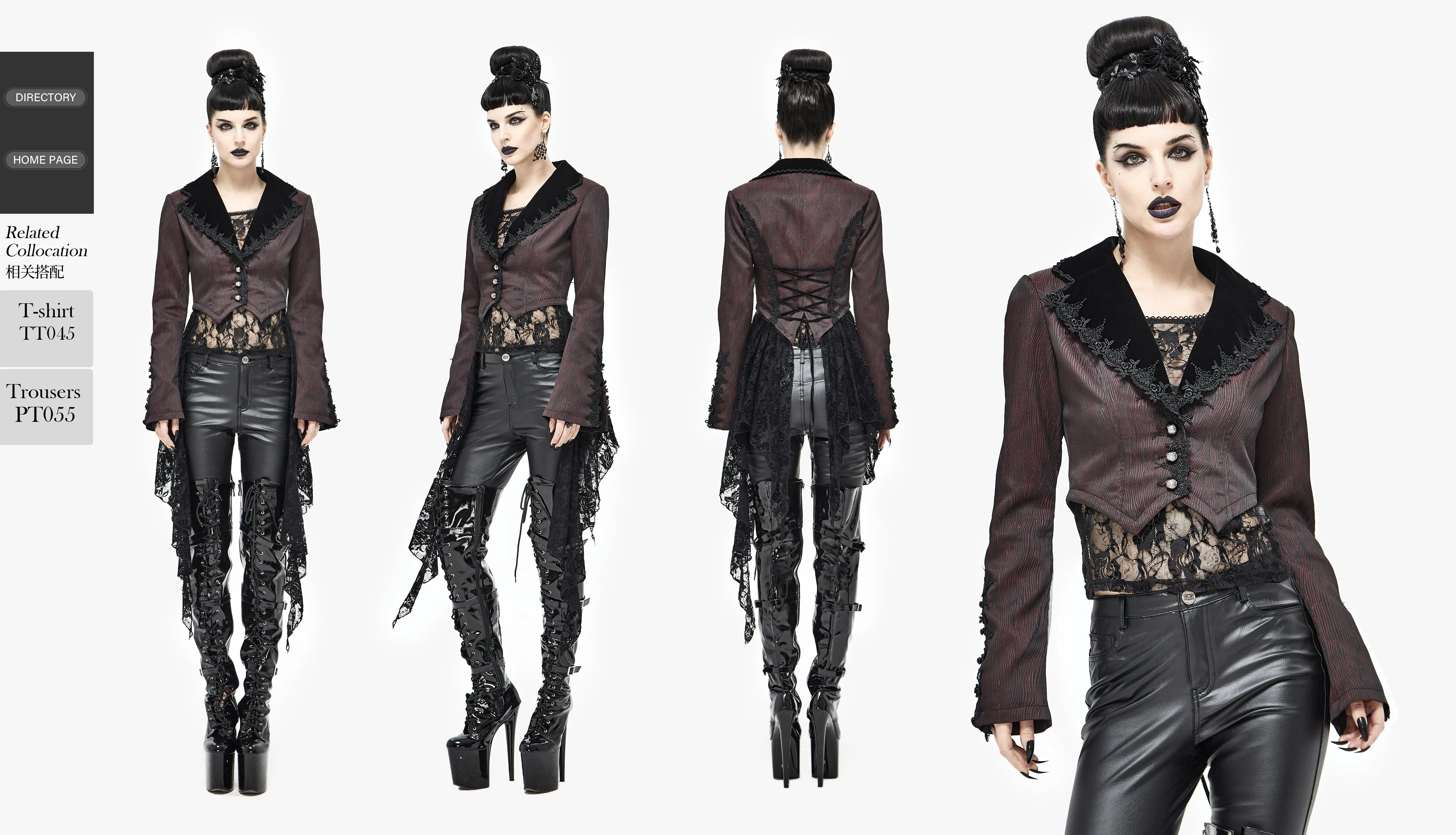 CT170 Wavy pattern Gothic Short Jacket with Detachable Hem