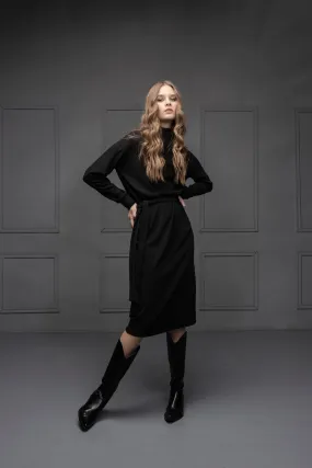 EMBLA neck high knit dress (black)