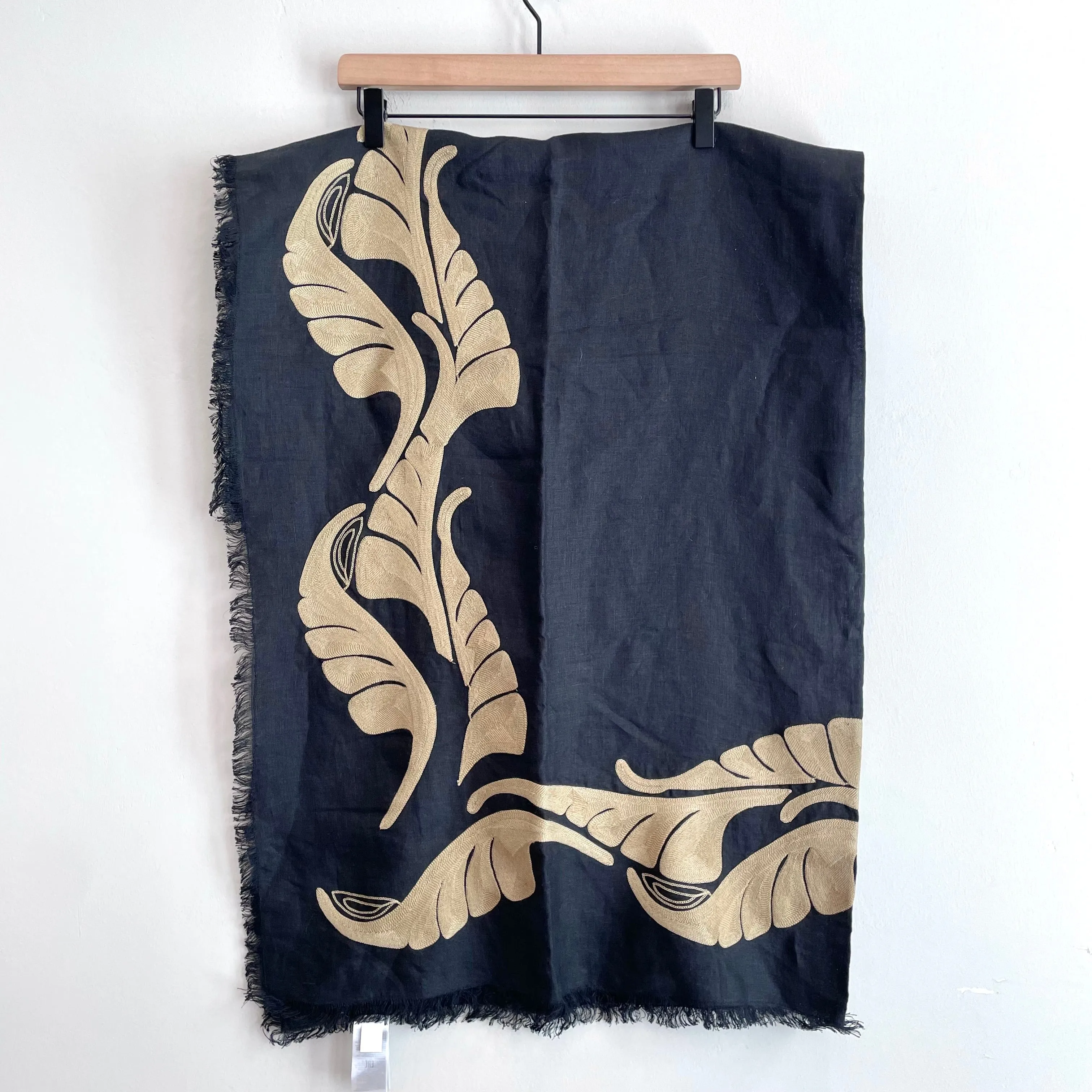 Embroidered Palm Linen Scarf