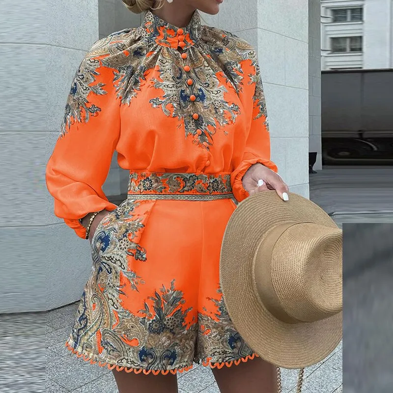 Fashionkova  Fashion Sexy  Two Pieces Suits Without Belt 2023 Summer Autumn  Casual Lace Hollow-Out Shorts  Women Sets Lantern Sleeve Coat