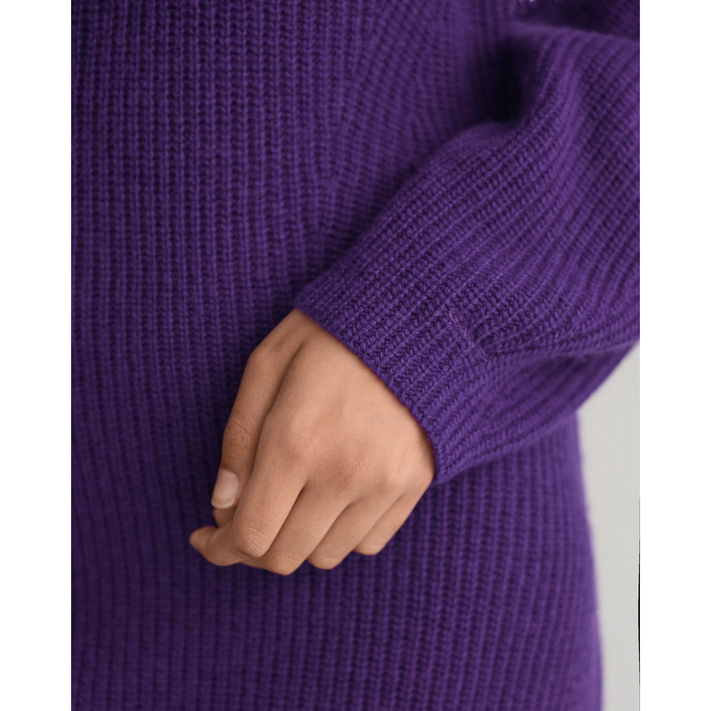 GANT Wool Rib V Neck Dress In Purple 2068