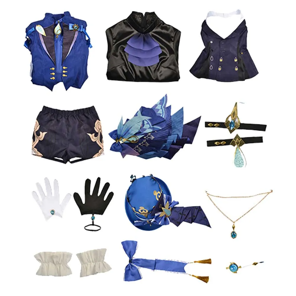 Genshin Impact Furina de Fontain Women Blue Suit Party Carnival Halloween Cosplay Costume