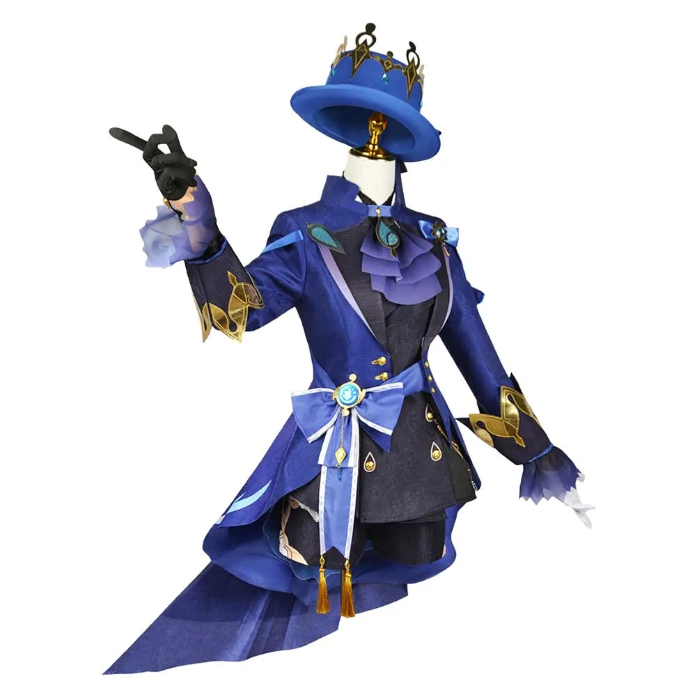 Genshin Impact Furina de Fontain Women Blue Suit Party Carnival Halloween Cosplay Costume