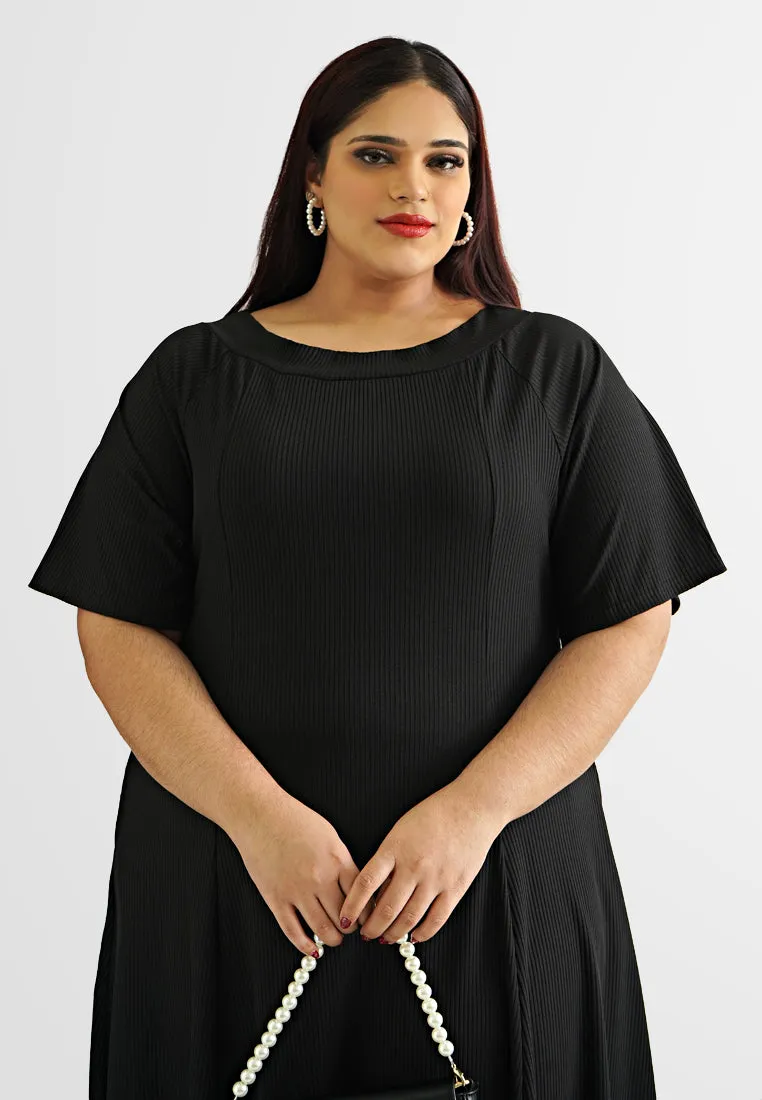 Imogine Boat Neck Flare Short Dress