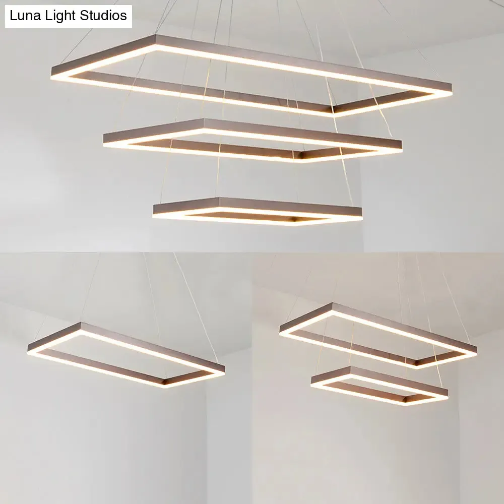 LED Multi-Layer Acrylic Bedroom Chandelier - Minimalist Suspension Pendant in Coffee with 1/2/3-Light Options