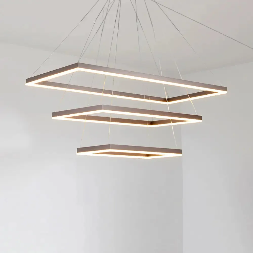 LED Multi-Layer Acrylic Bedroom Chandelier - Minimalist Suspension Pendant in Coffee with 1/2/3-Light Options