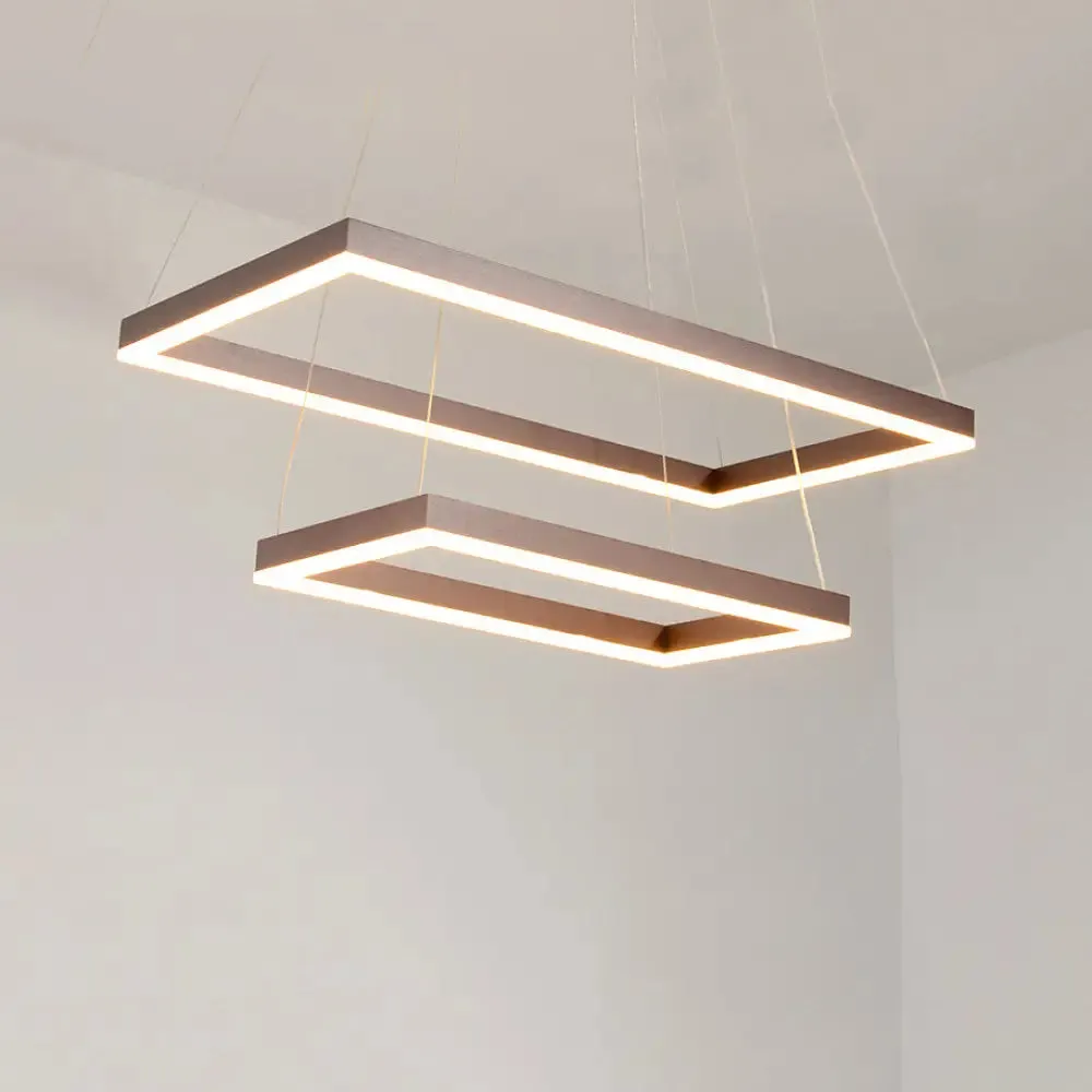 LED Multi-Layer Acrylic Bedroom Chandelier - Minimalist Suspension Pendant in Coffee with 1/2/3-Light Options