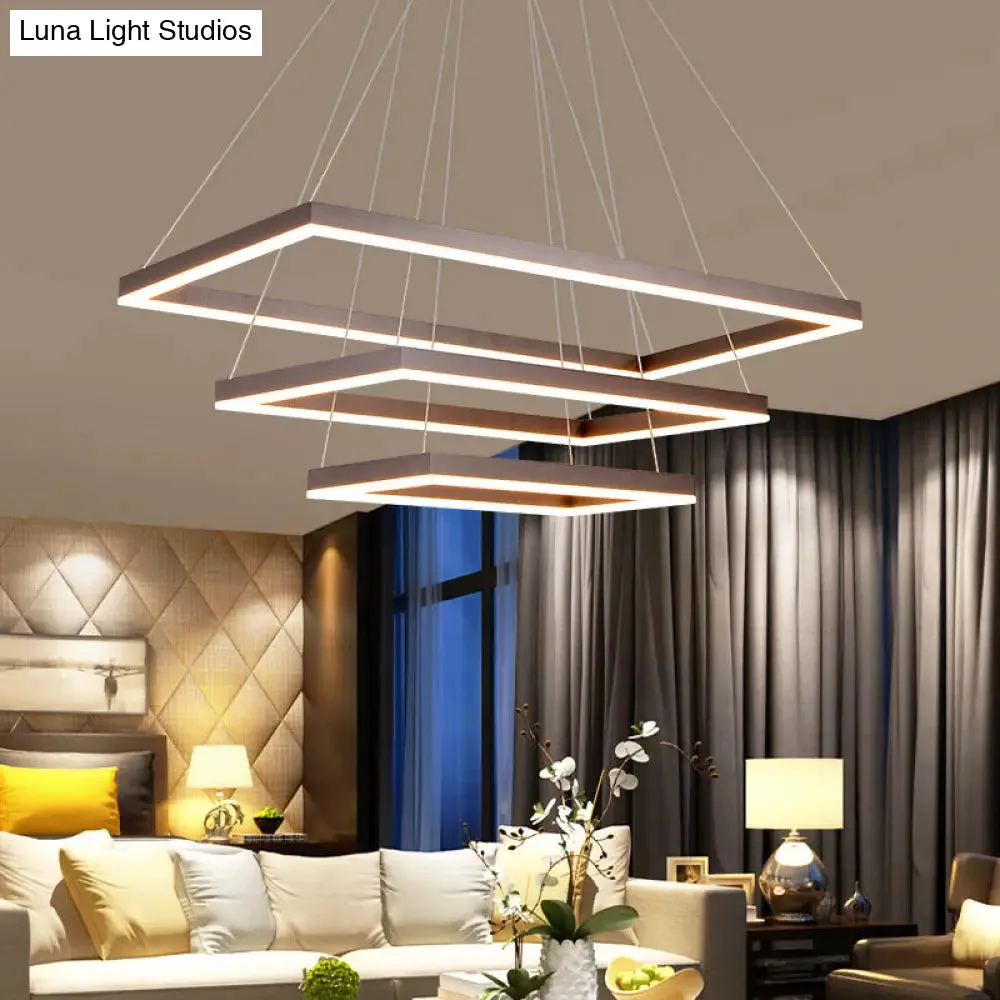 LED Multi-Layer Acrylic Bedroom Chandelier - Minimalist Suspension Pendant in Coffee with 1/2/3-Light Options