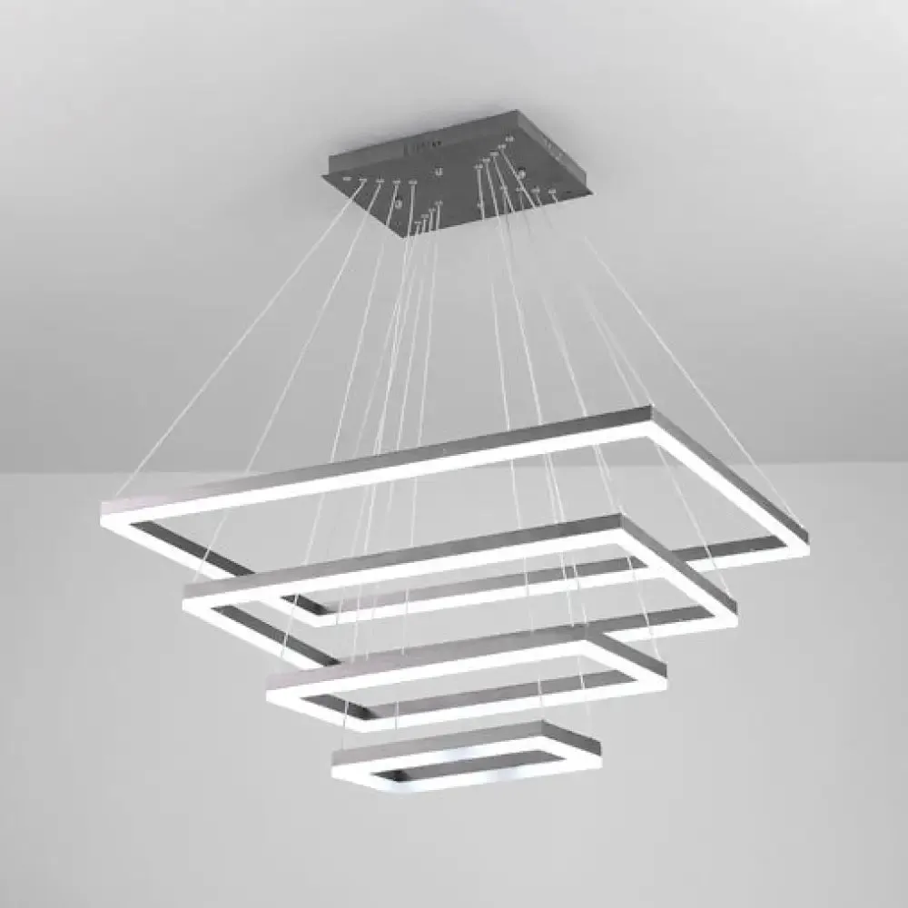LED Multi-Layer Acrylic Bedroom Chandelier - Minimalist Suspension Pendant in Coffee with 1/2/3-Light Options