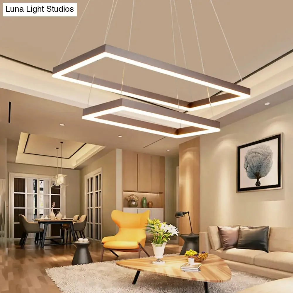 LED Multi-Layer Acrylic Bedroom Chandelier - Minimalist Suspension Pendant in Coffee with 1/2/3-Light Options