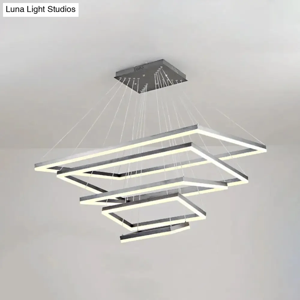 LED Multi-Layer Acrylic Bedroom Chandelier - Minimalist Suspension Pendant in Coffee with 1/2/3-Light Options