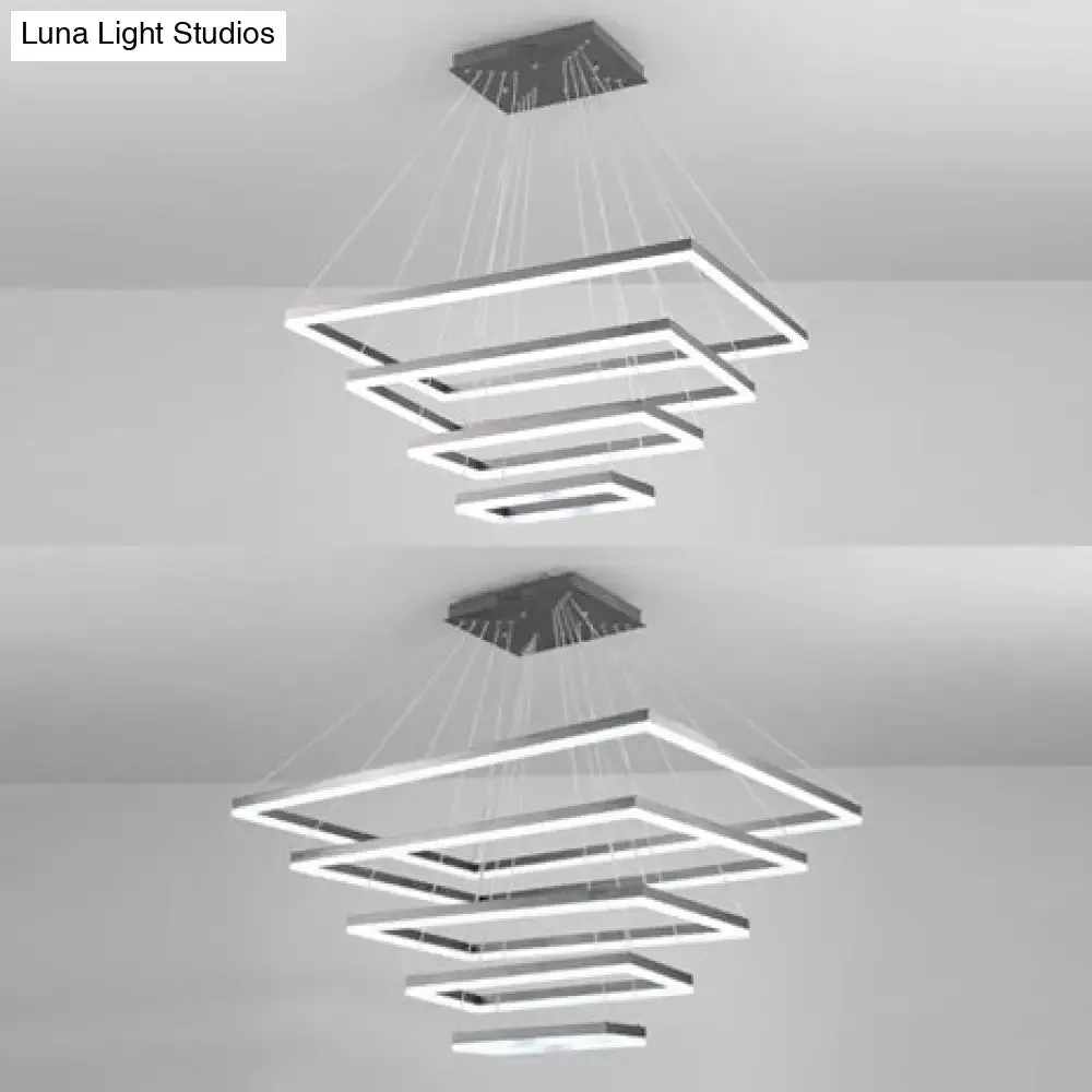LED Multi-Layer Acrylic Bedroom Chandelier - Minimalist Suspension Pendant in Coffee with 1/2/3-Light Options