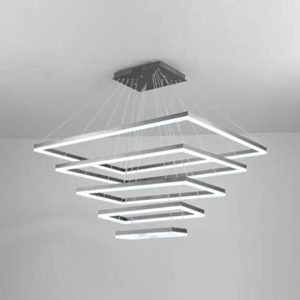 LED Multi-Layer Acrylic Bedroom Chandelier - Minimalist Suspension Pendant in Coffee with 1/2/3-Light Options