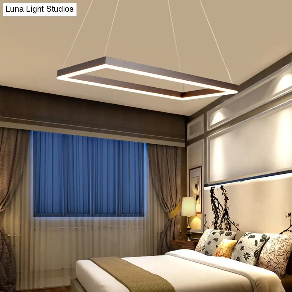 LED Multi-Layer Acrylic Bedroom Chandelier - Minimalist Suspension Pendant in Coffee with 1/2/3-Light Options