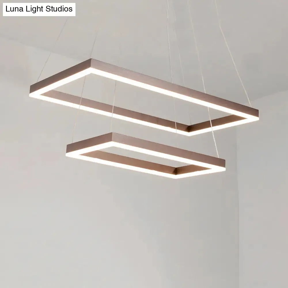 LED Multi-Layer Acrylic Bedroom Chandelier - Minimalist Suspension Pendant in Coffee with 1/2/3-Light Options