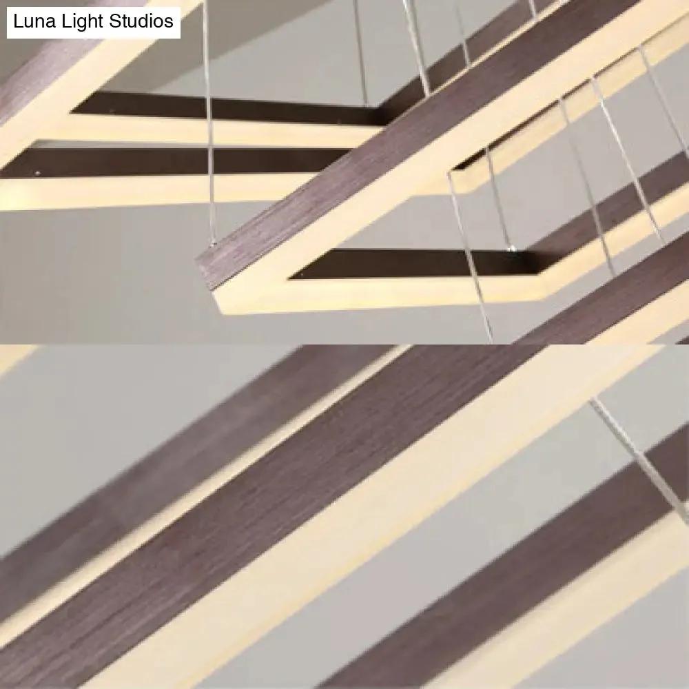 LED Multi-Layer Acrylic Bedroom Chandelier - Minimalist Suspension Pendant in Coffee with 1/2/3-Light Options