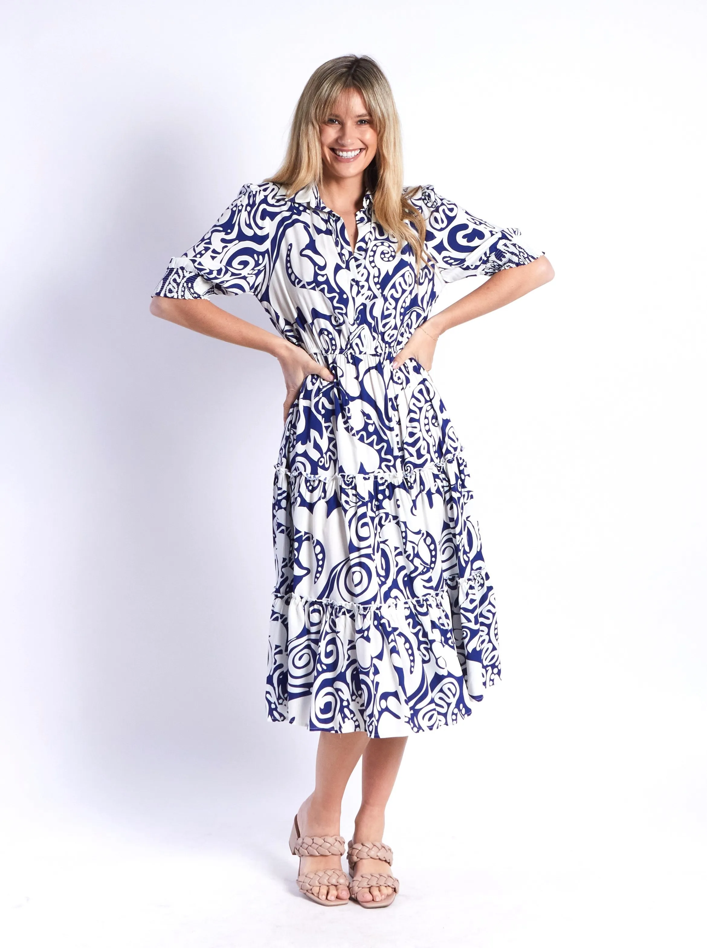 Marleen Dress - Navy Print
