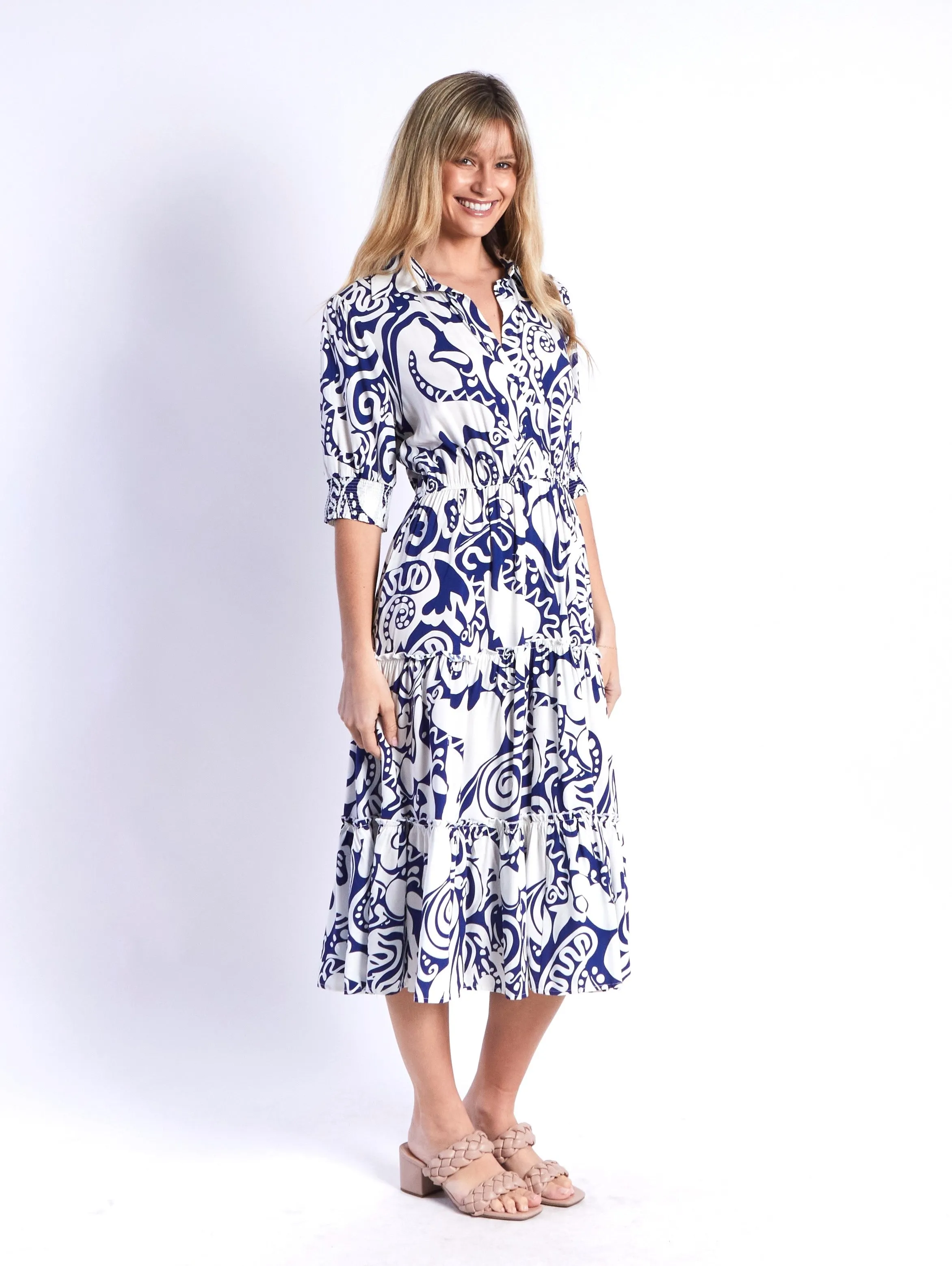 Marleen Dress - Navy Print