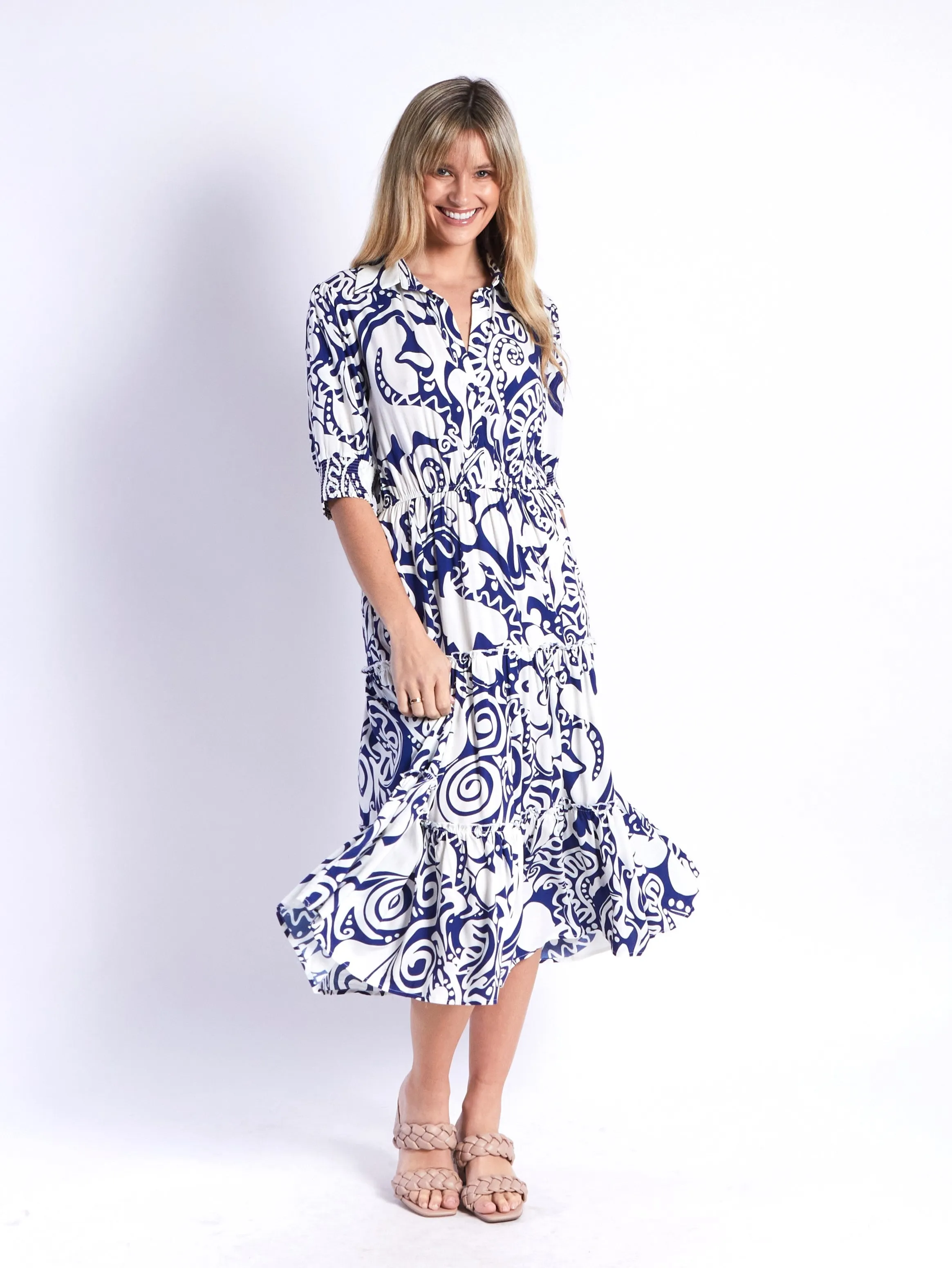 Marleen Dress - Navy Print