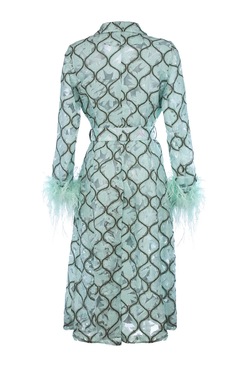 Mint Coat № 23 With Detachable Feathers Cuffs