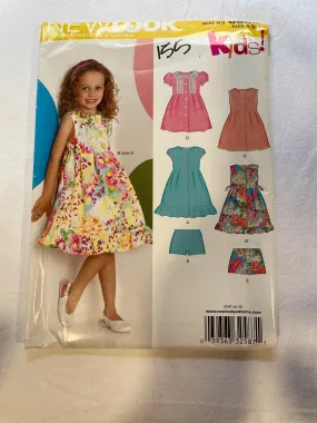 New Look Pattern 6884 UNCUT Girl's Dress & Shorts, Sizes 3, 4, 5, 6, 7, 8
