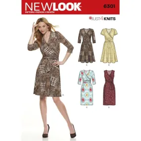 Newlook Pattern 6301 Misses' Mock Wrap Knit Dress