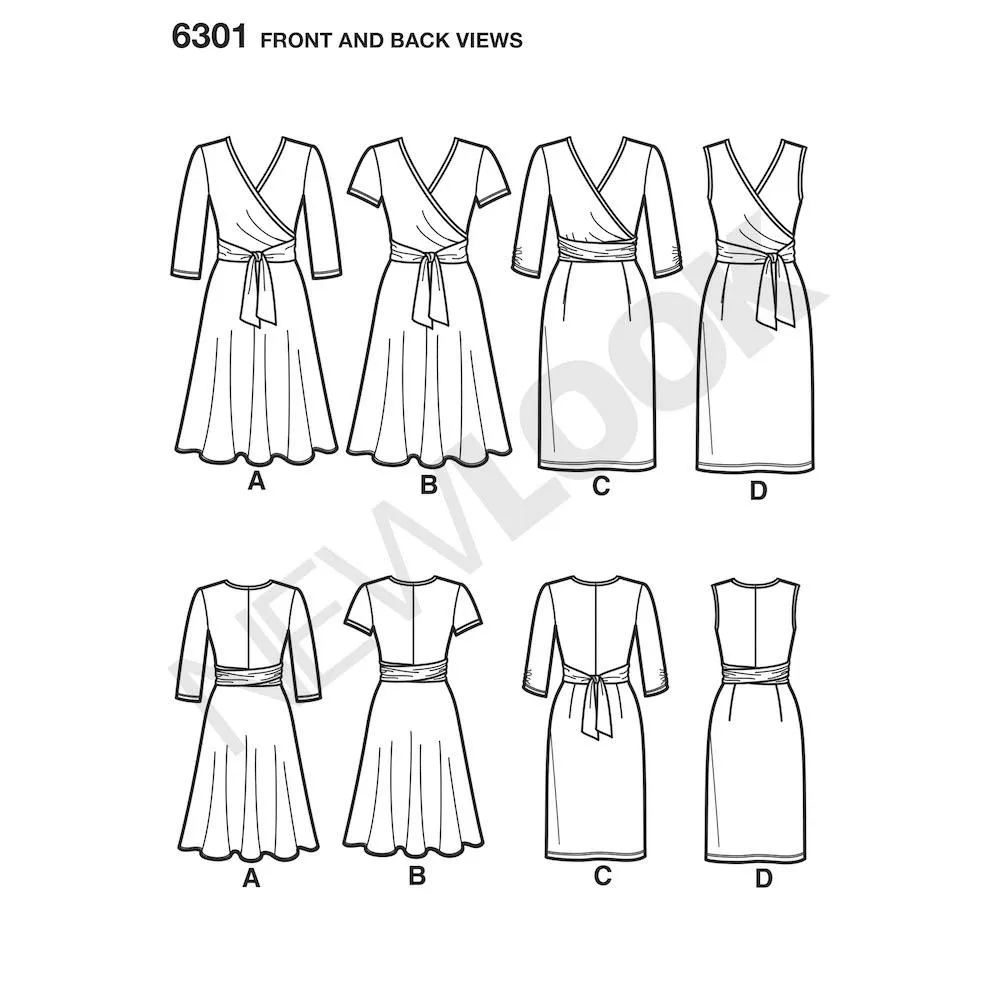 Newlook Pattern 6301 Misses' Mock Wrap Knit Dress
