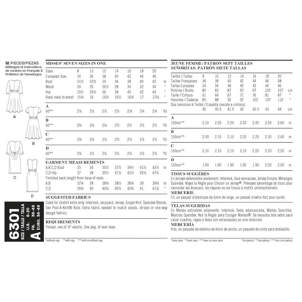 Newlook Pattern 6301 Misses' Mock Wrap Knit Dress
