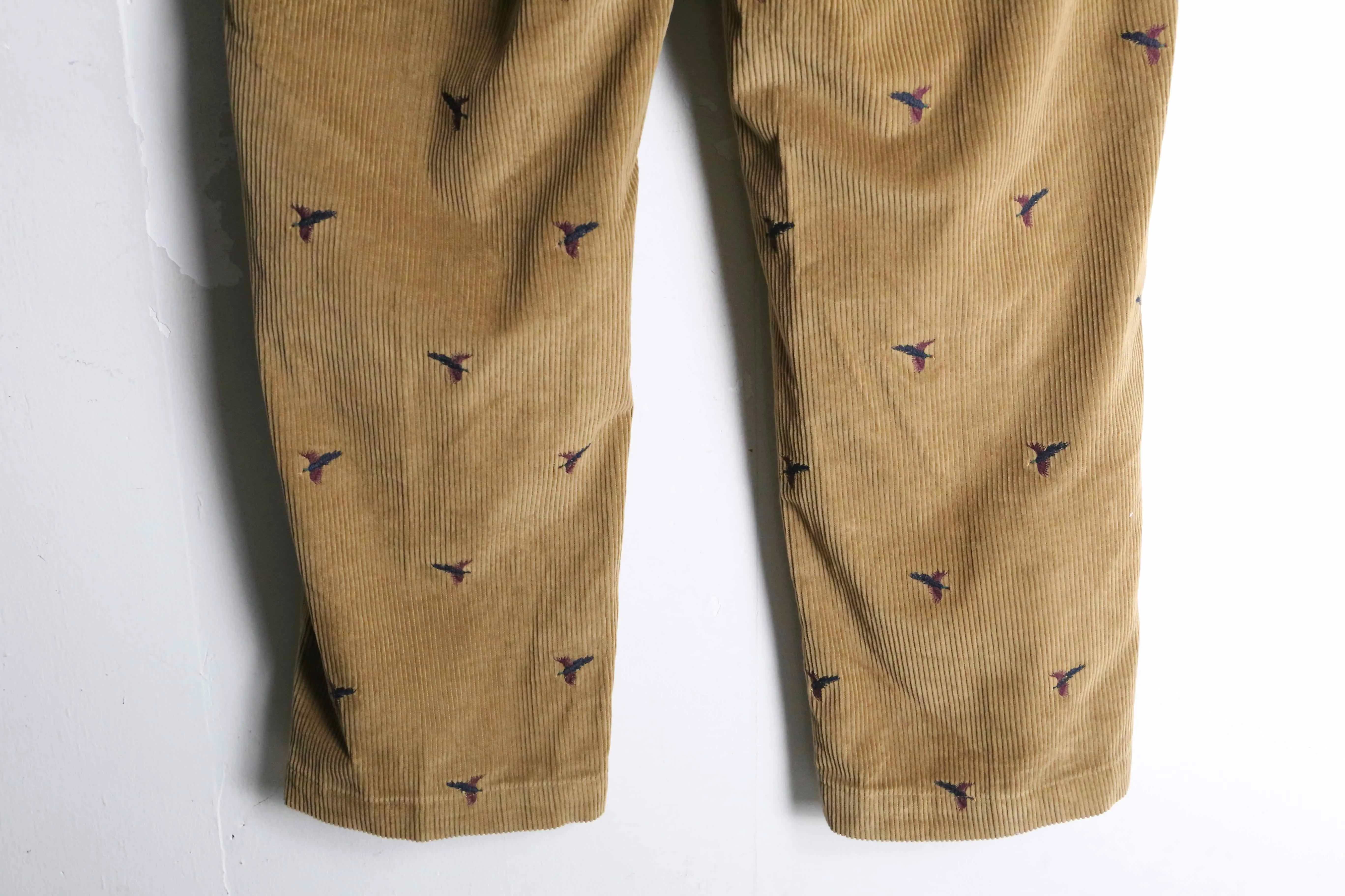 "Brooks Brothers" corduroy embroidery design wide tapered pants