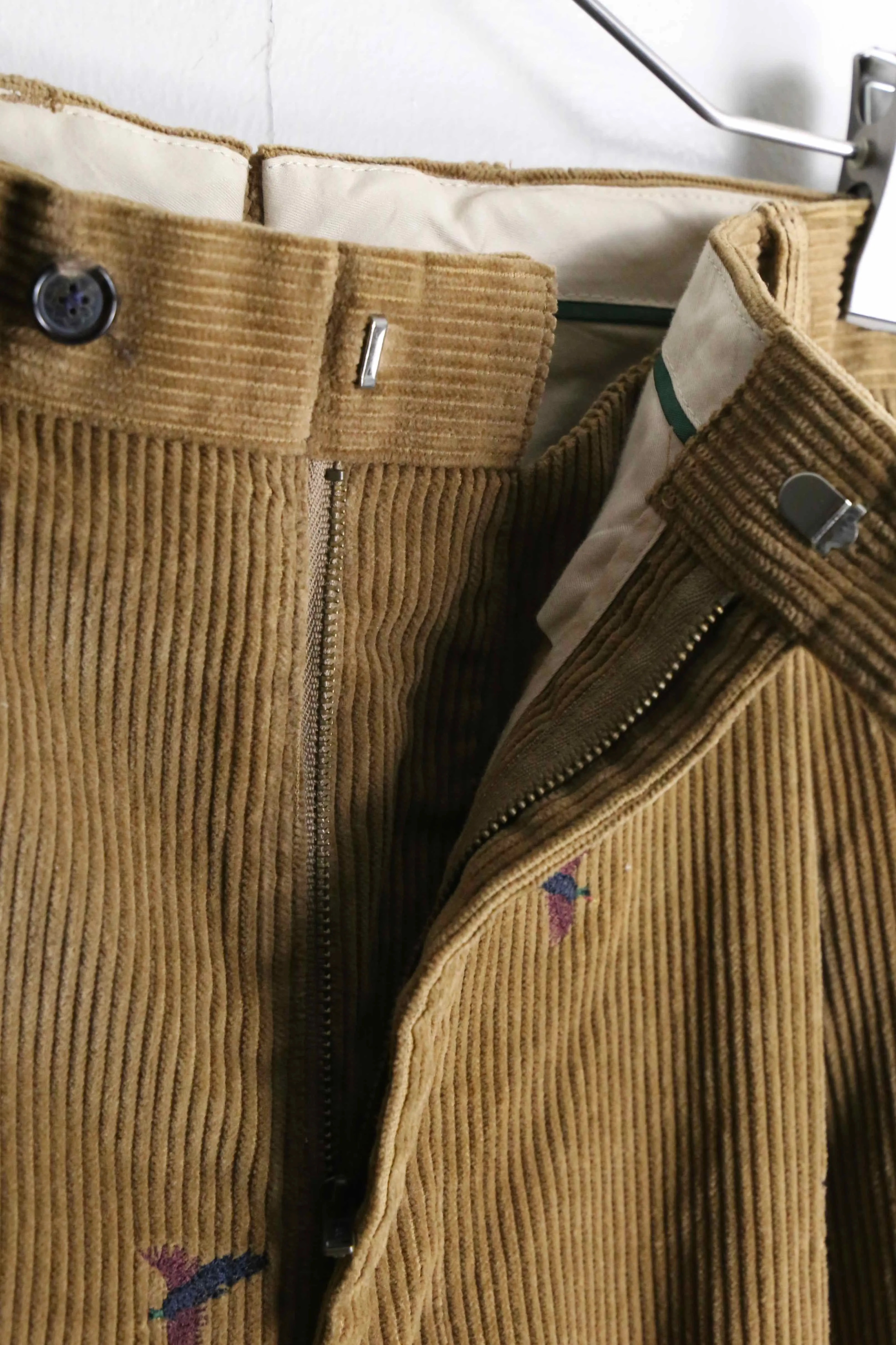 "Brooks Brothers" corduroy embroidery design wide tapered pants