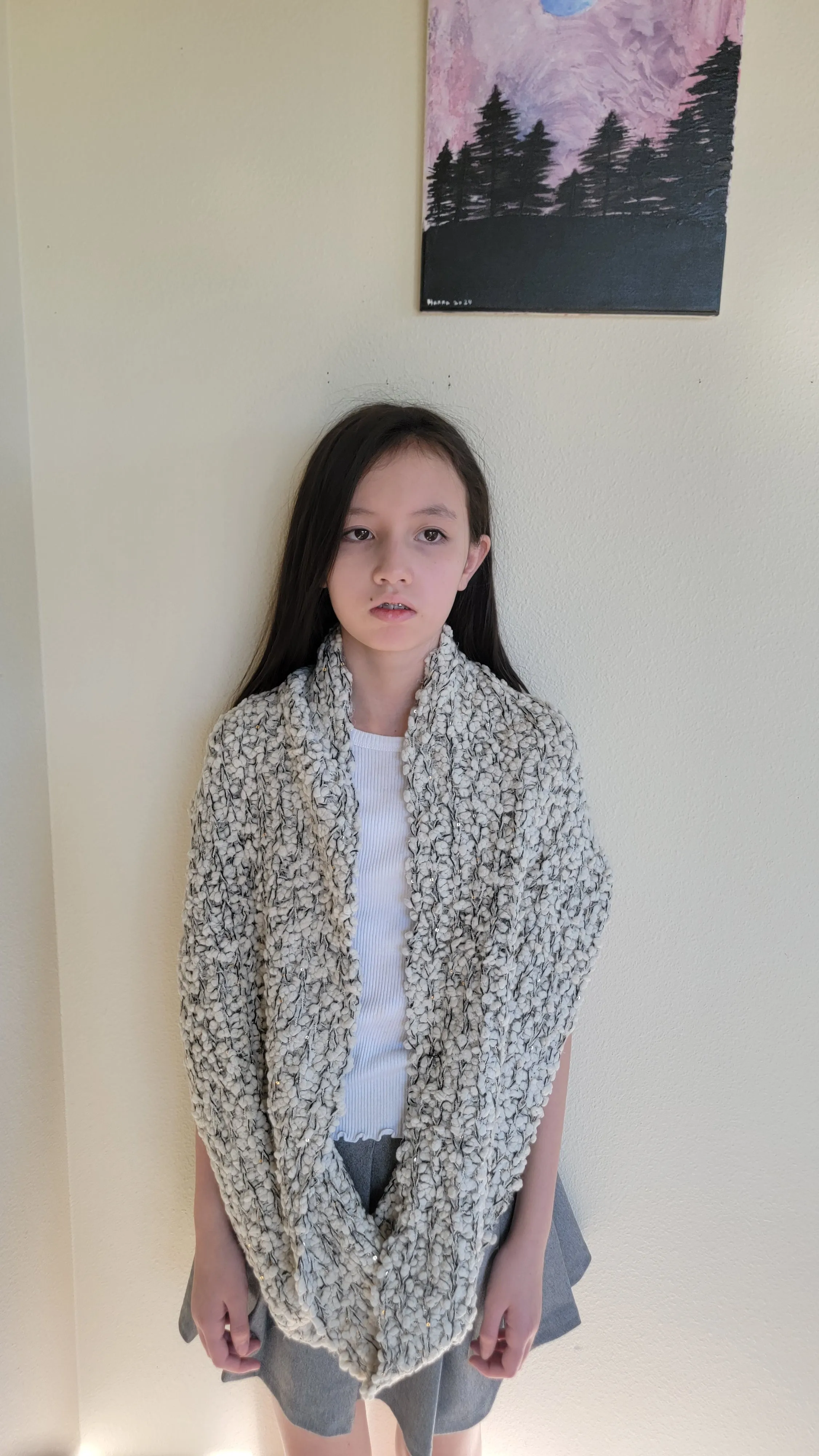 San Diego Plush Ivory Textured Infinity Scarf