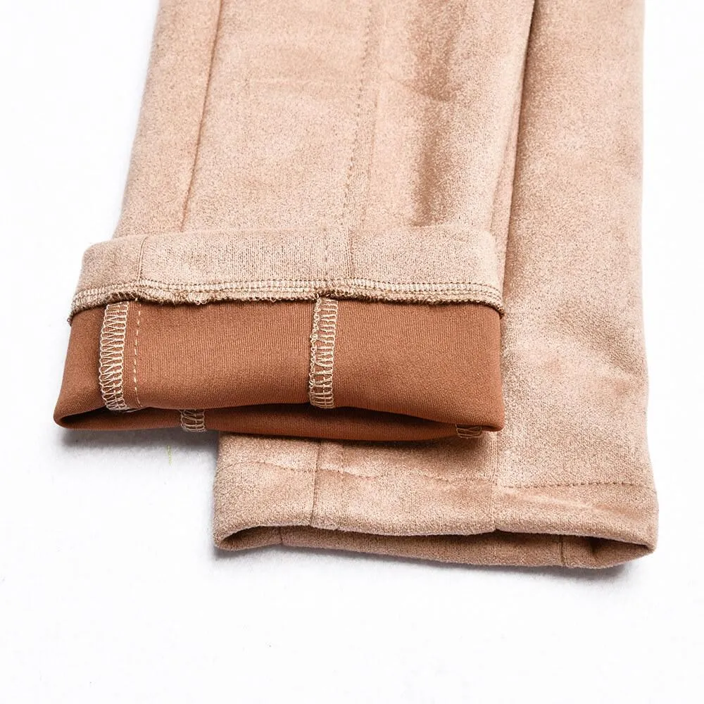 Sexy Buckle Suede Bodycon Skinny Ankle Length Pants