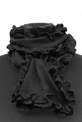 Small cashmere scarf in black - Ruffled
