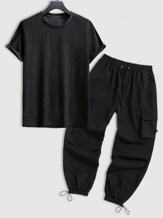 Textured T-Shirt And Loose Cargo Pant