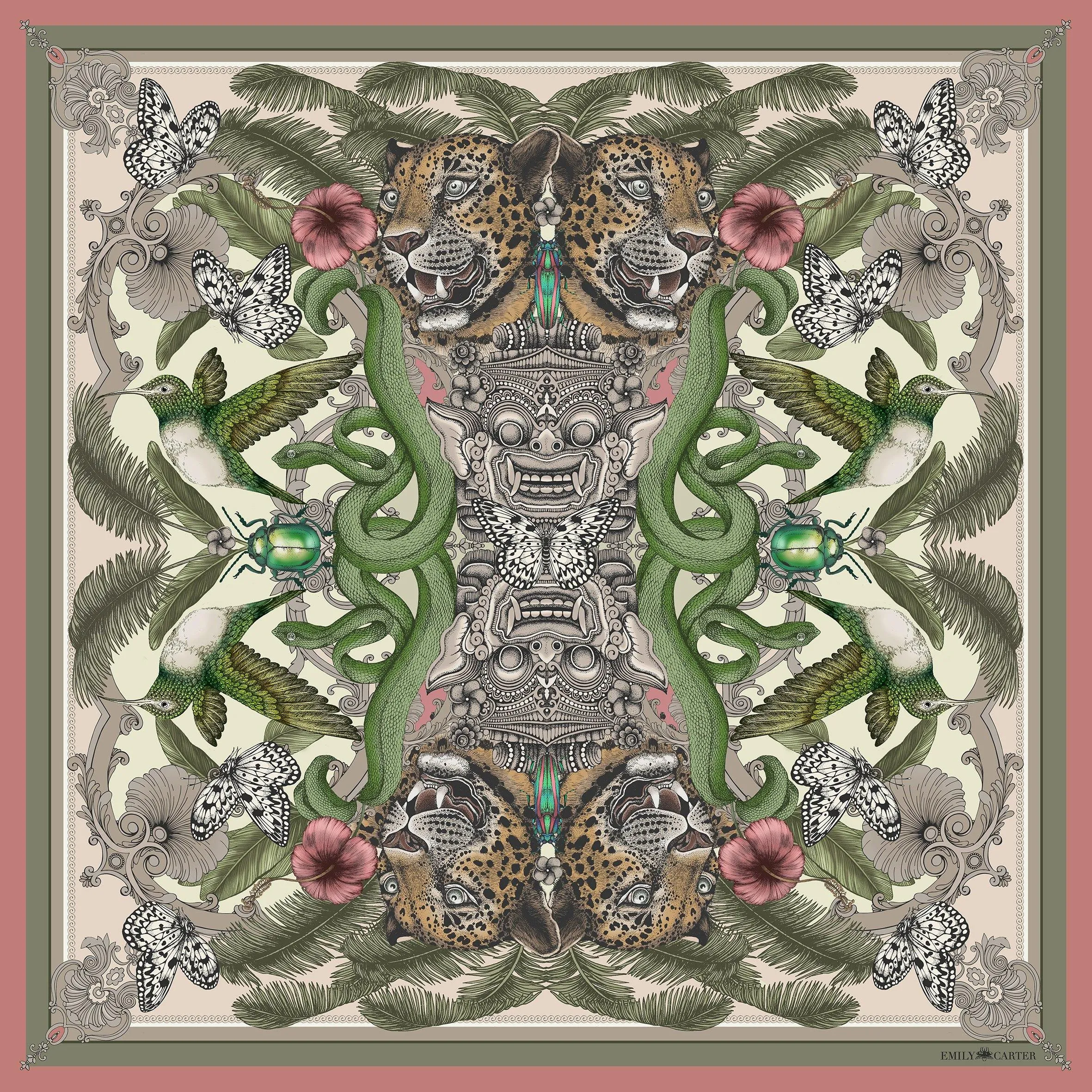 The Balinese Jungle Silk Scarf | 90x90cm