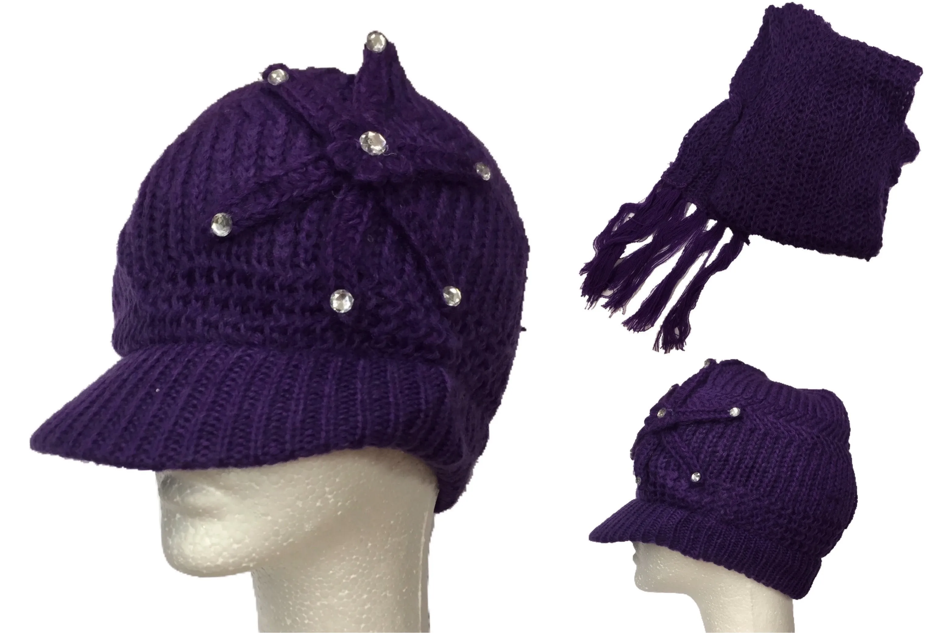 Visor Flower Beanie   Scarf Set