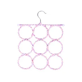 Vosarea No Snag Scarf Hanger Scarf Tie Belt Hanger Organizer Holder Rack 9 Ring (Random Color)
