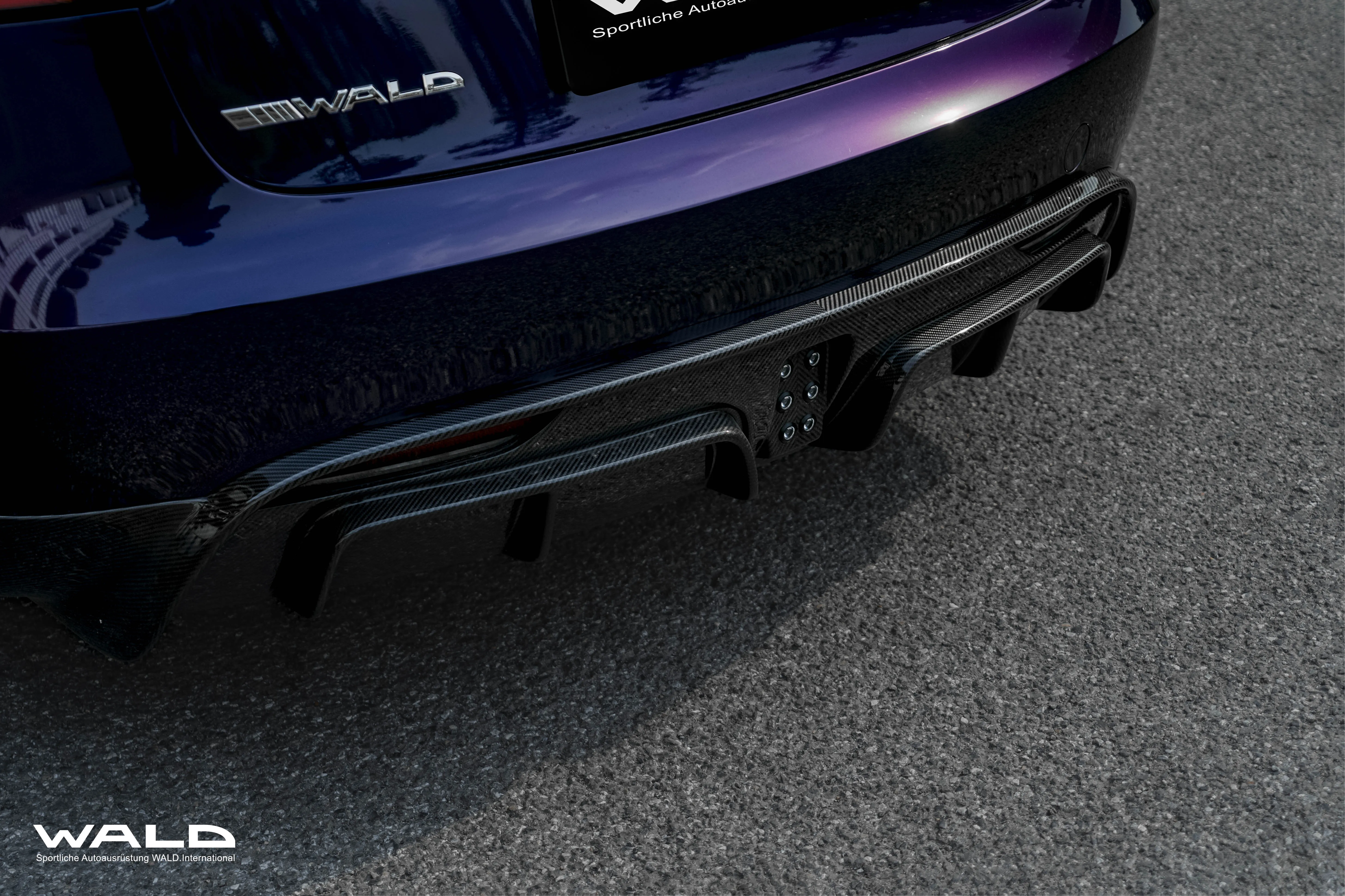 WALD Dry Carbon Fiber Rear Diffuser w/ LED for Tesla Model 3 Highland 2023 