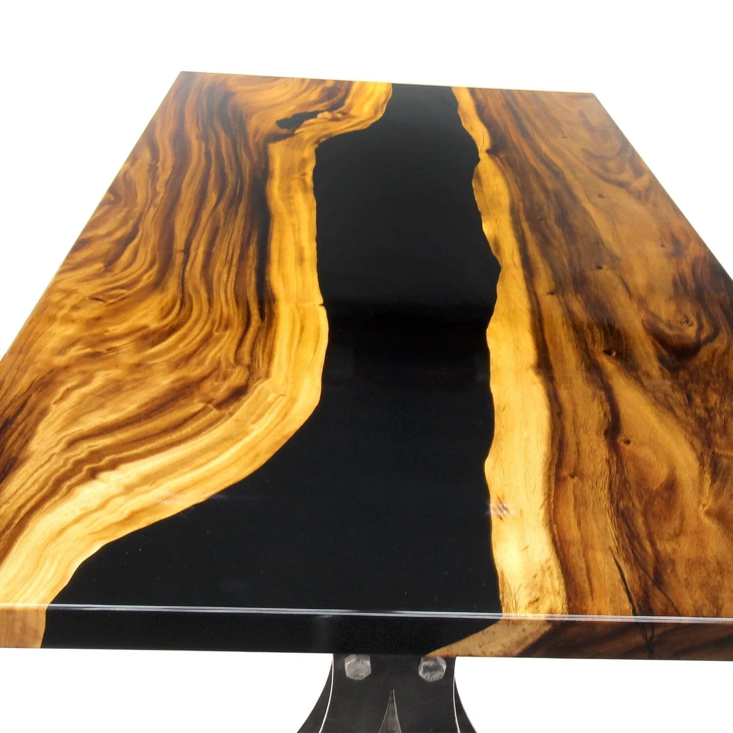 Walnut Live Edge Slab Dining Tabletop - Black River Epoxy - 80 x 40 x 2"