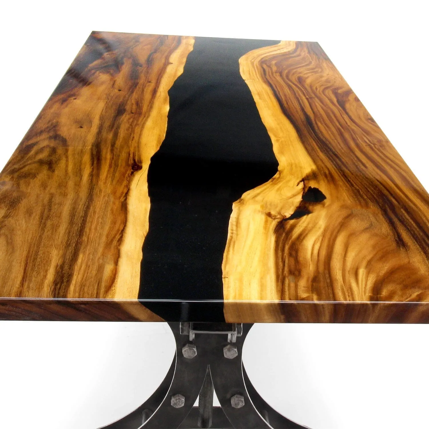 Walnut Live Edge Slab Dining Tabletop - Black River Epoxy - 80 x 40 x 2"