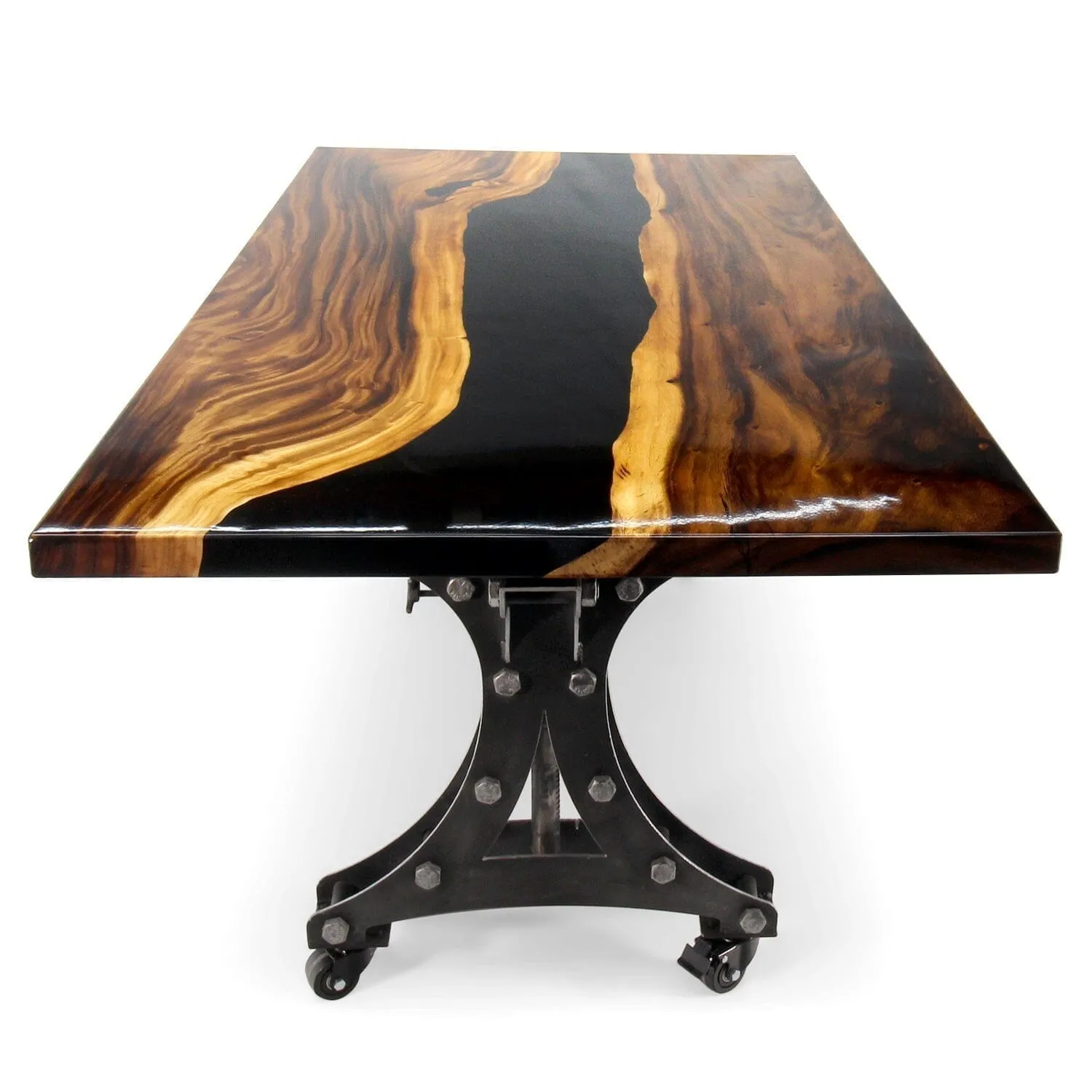 Walnut Live Edge Slab Dining Tabletop - Black River Epoxy - 80 x 40 x 2"