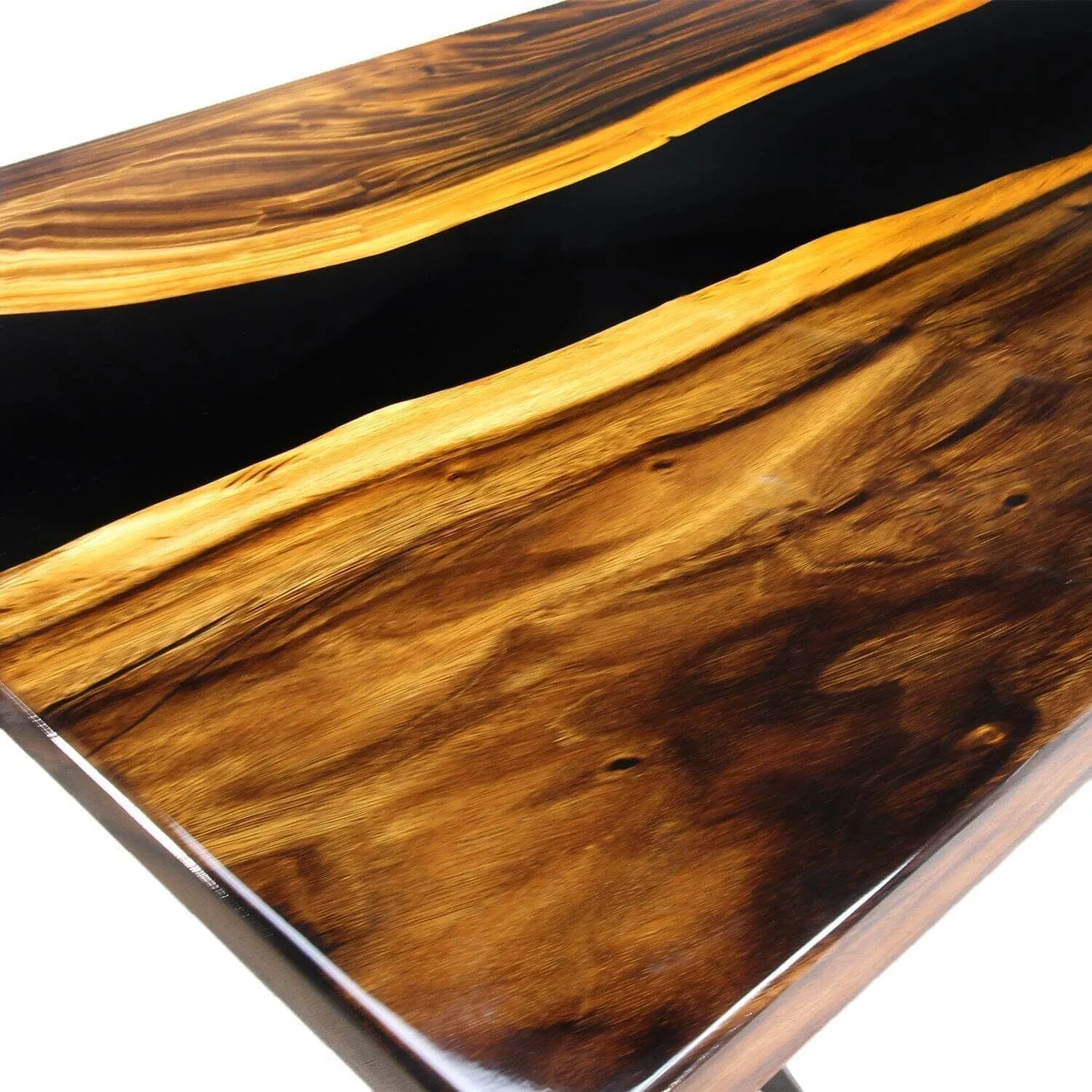 Walnut Live Edge Slab Dining Tabletop - Black River Epoxy - 80 x 40 x 2"